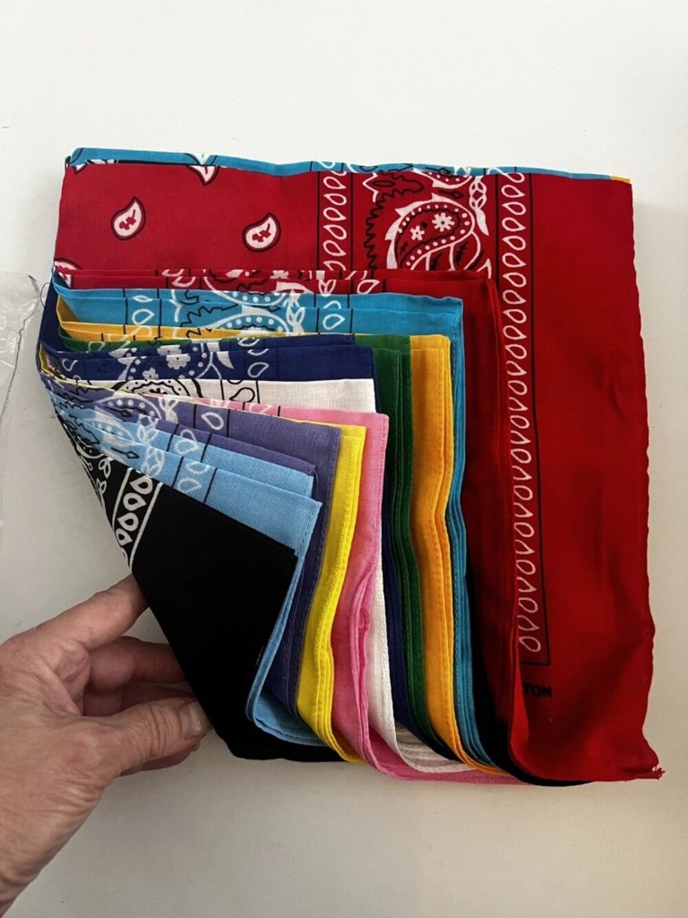 12 NEW Cotton Bandanas 22x22 Bright Paisley Colors